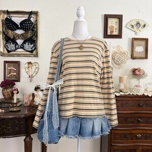 Y2k girly grunge indie girl striped long sleeve top